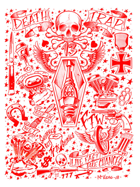 Death Trap Tattoo Flash Poster